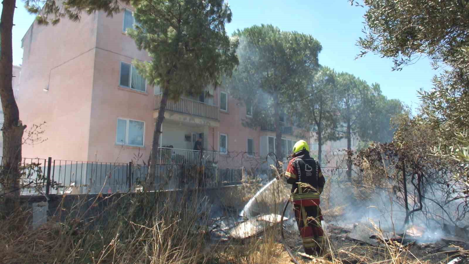 Burhaniye’de zeytinliğe sıçrayan ot yangını polis merkezinde korkuya neden oldu
