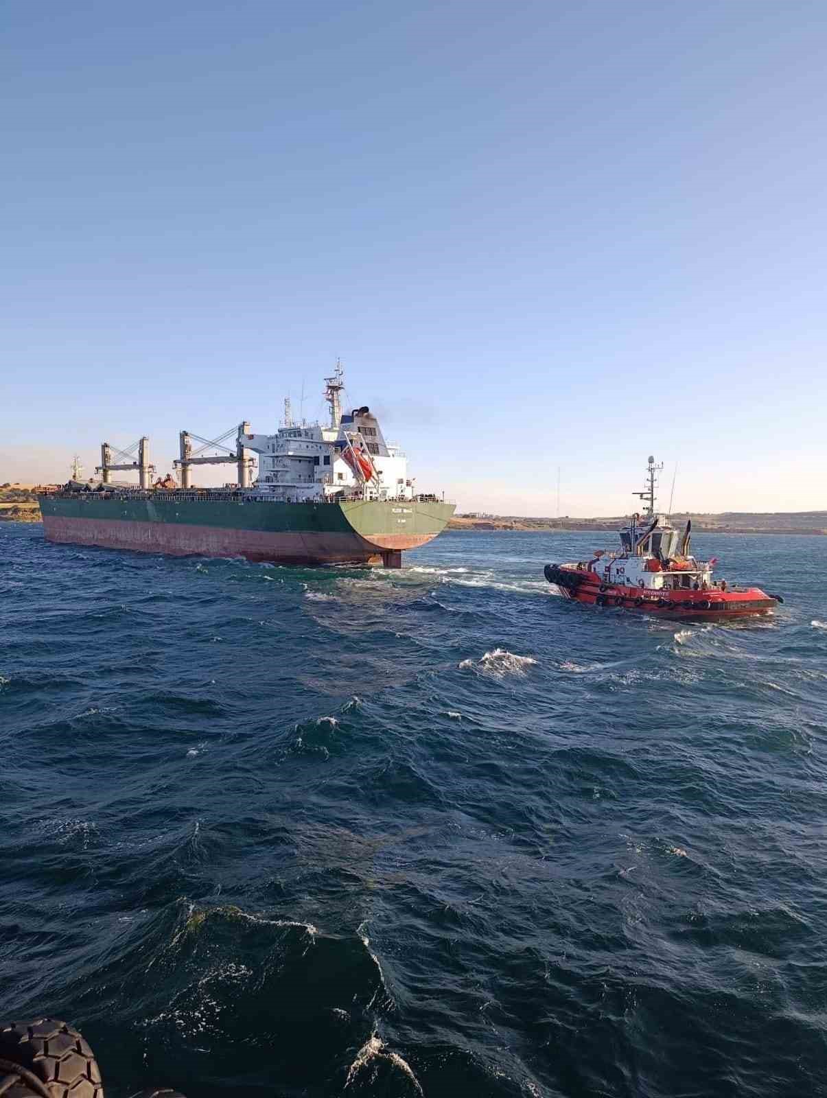 Çanakkale Boğazı’nda dökme yük gemisi karaya oturdu

