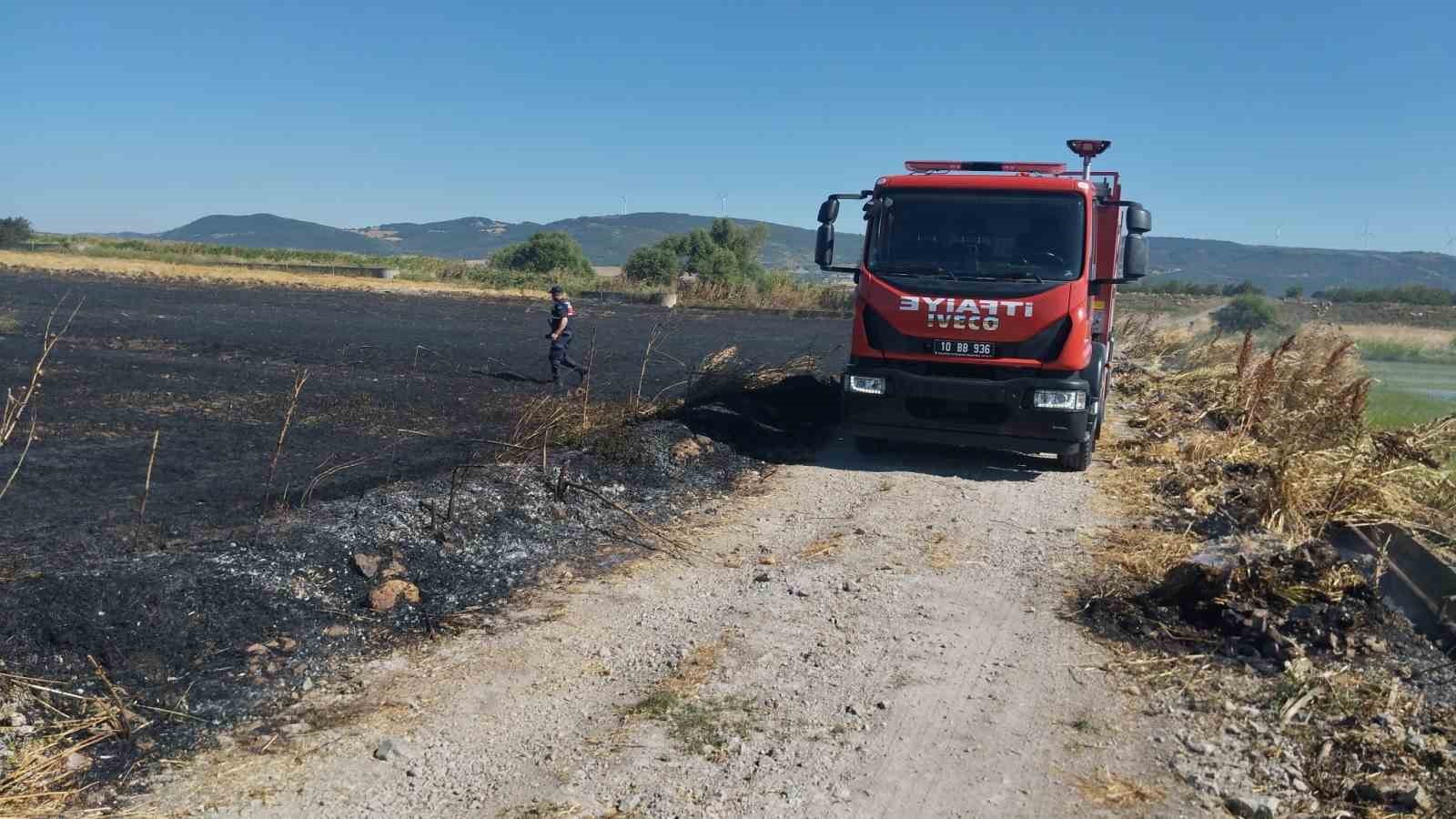 Gönen’de ekili buğday tarlasında korkutan yangın
