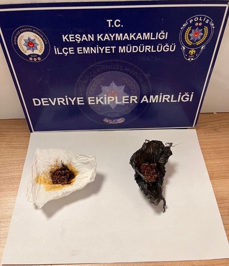 Keşan’da polisin durdurduğu şüphelinin üzerinden uyuşturucu çıktı

