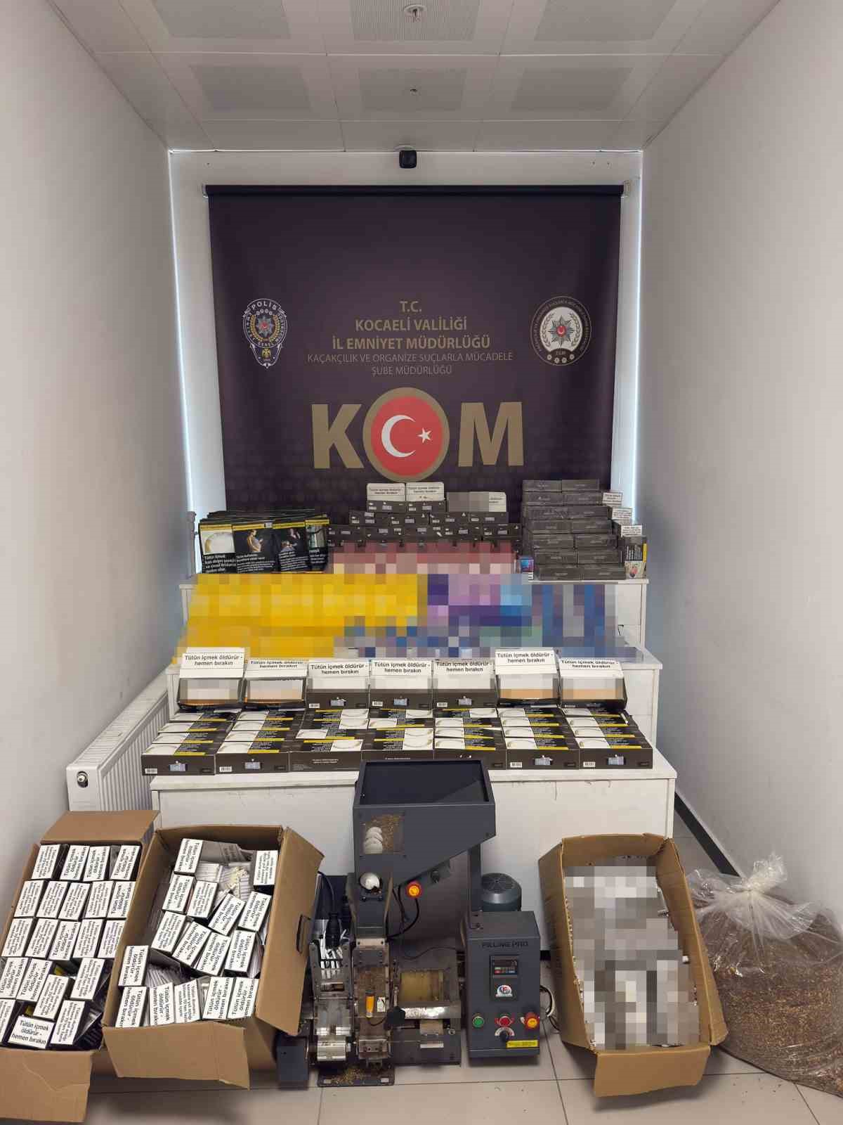 Kocaeli’de 8 adrese eş zamanlı baskın: 1 ton 160 kilo tütün ele geçirildi
