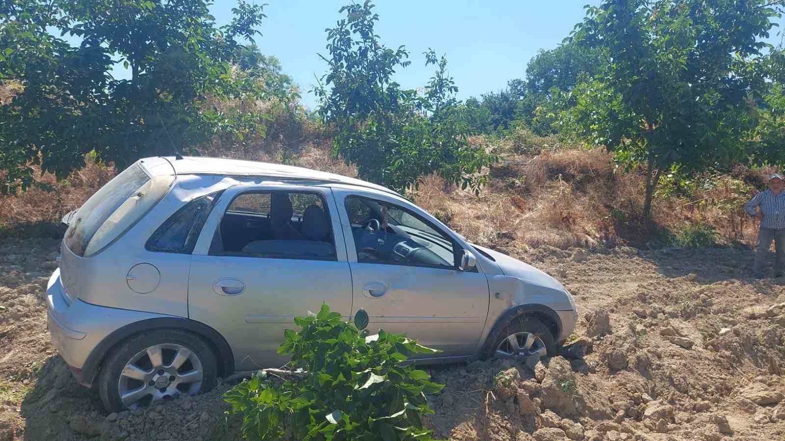 Kontrolden çıkan otomobil meyve bahçesine uçtu: 4 yaralı
