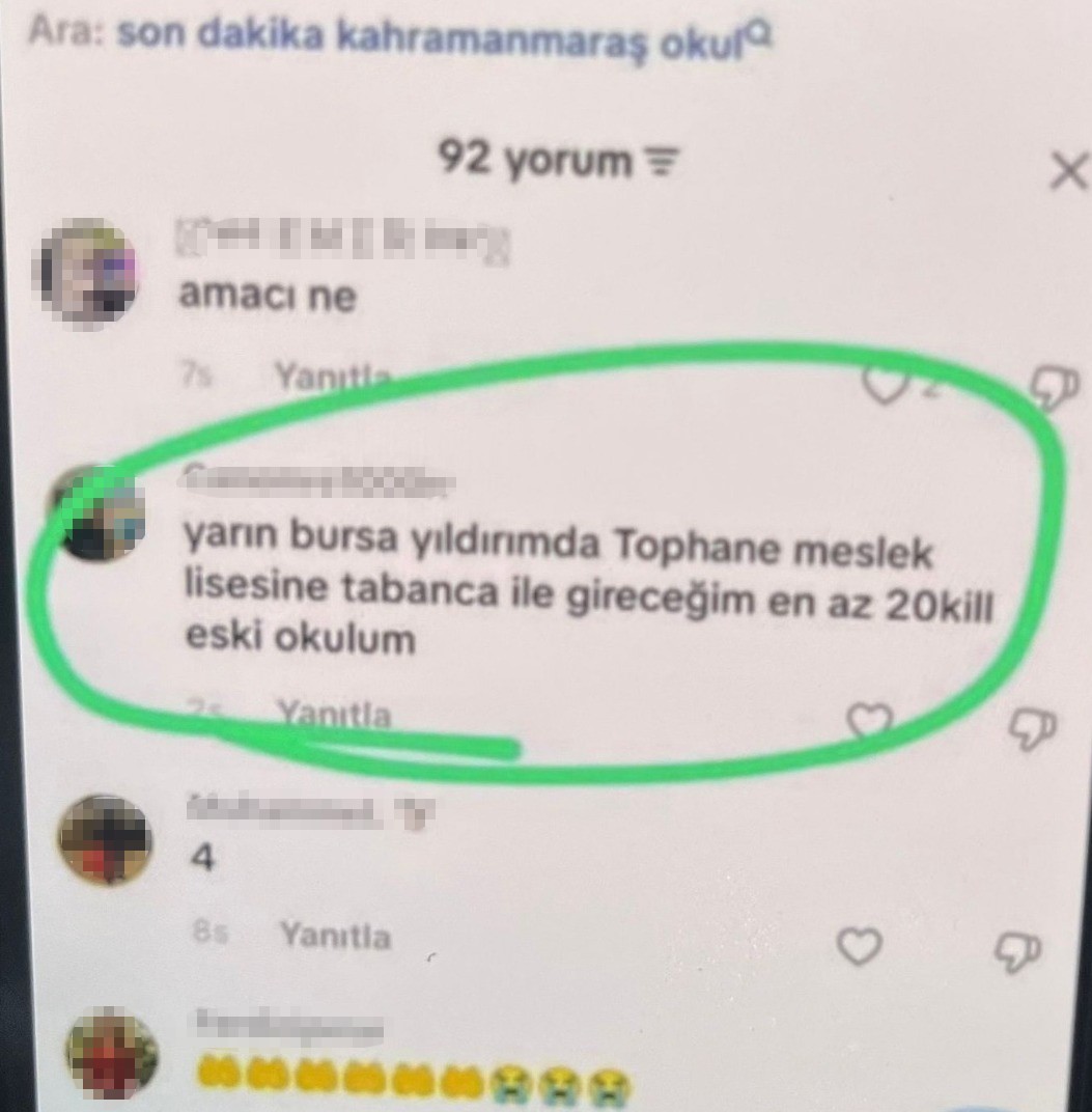 Maraş ve Urfa’da okula yapılan saldırı sonrası Bursa’da "Sıra bende" yazan şüpheliye operasyon düzenlendi
