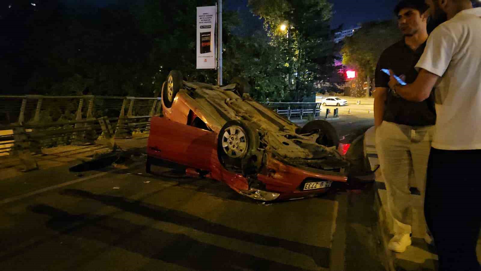 Şişli’de alkollü sürücü yoluna çıkan köpeğe çarpmamak için takla attı
