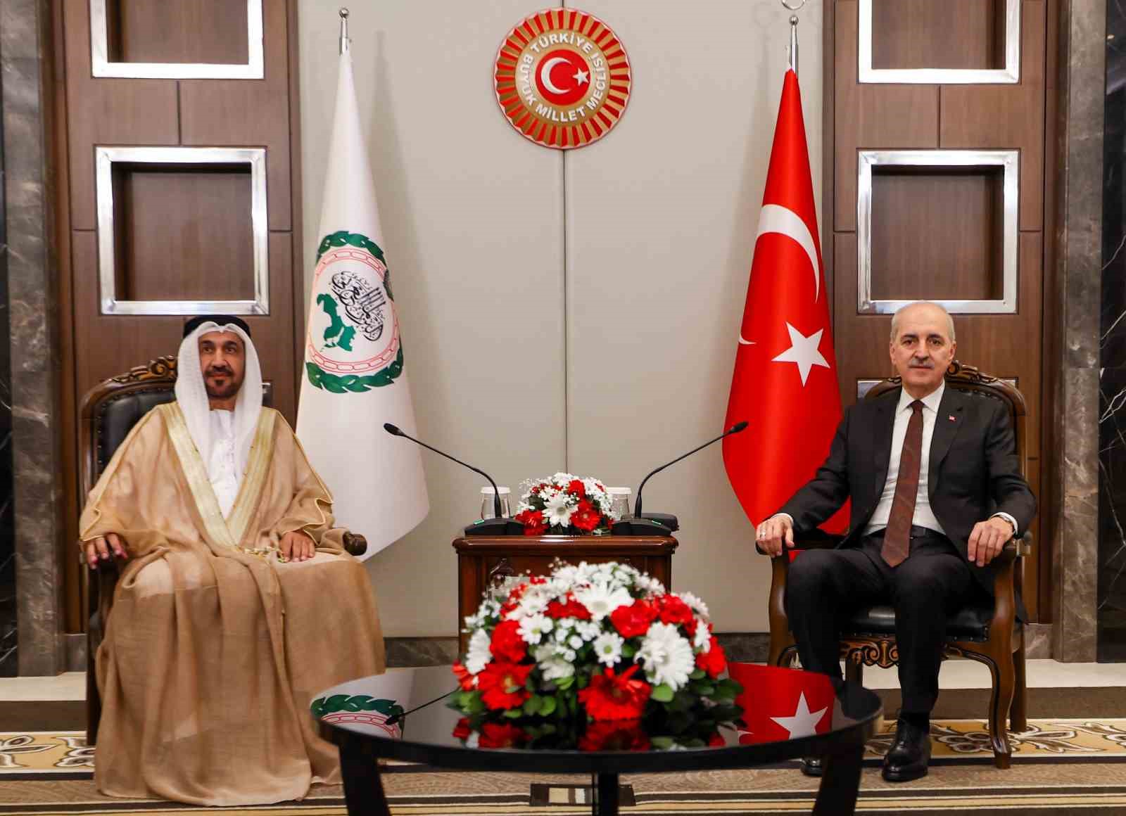 TBMM Başkanı Kurtulmuş, Arap Parlamentosu Başkanı Alyammahi ile görüştü
