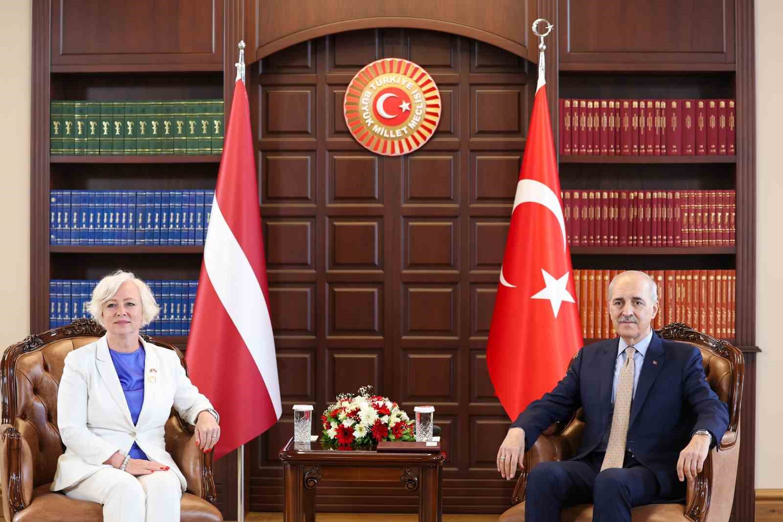 TBMM Başkanı Kurtulmuş, Letonya Parlamentosu Başkanı Mieria ile görüştü
