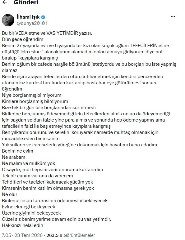 Yazar İlhami Işık: "Oğlum tefecilerin eline düştü, tehditleri kaldıracak gücüm yok"
